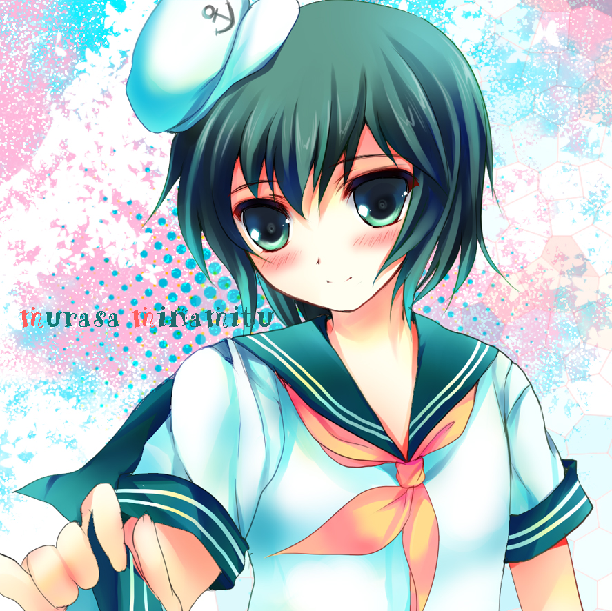 azumi kazuki, murasa minamitsu, touhou, bad id, bad pixiv id, 1girl, black hair, female focus, green eyes, hat, sailor, sailor collar, sailor hat, short hair, solo