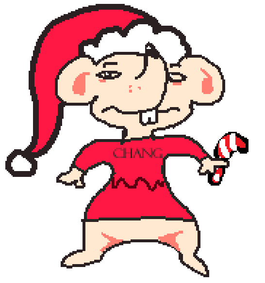atlyss, commentary, english commentary, official art, animal ears, candy, candy cane, food, hat, holding, holding candy, holding food, mouse (animal), mouse ears, mouse tail, red sweater, santa hat, simple background, sweater, tail, teeth, white background