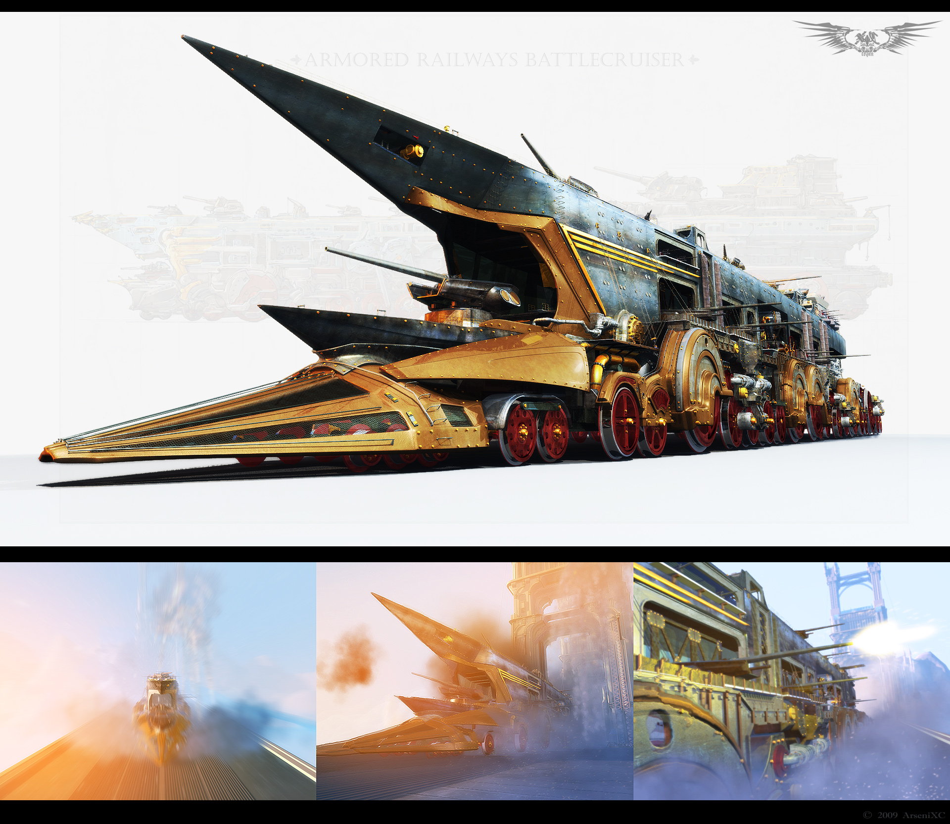 arsenixc, original, vehicle, highres, cannon, epic, no humans, train