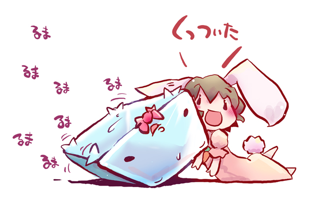 usoneko, cirno, inaba tewi, touhou, bad id, bad pixiv id, translated, chibi, ice, parody