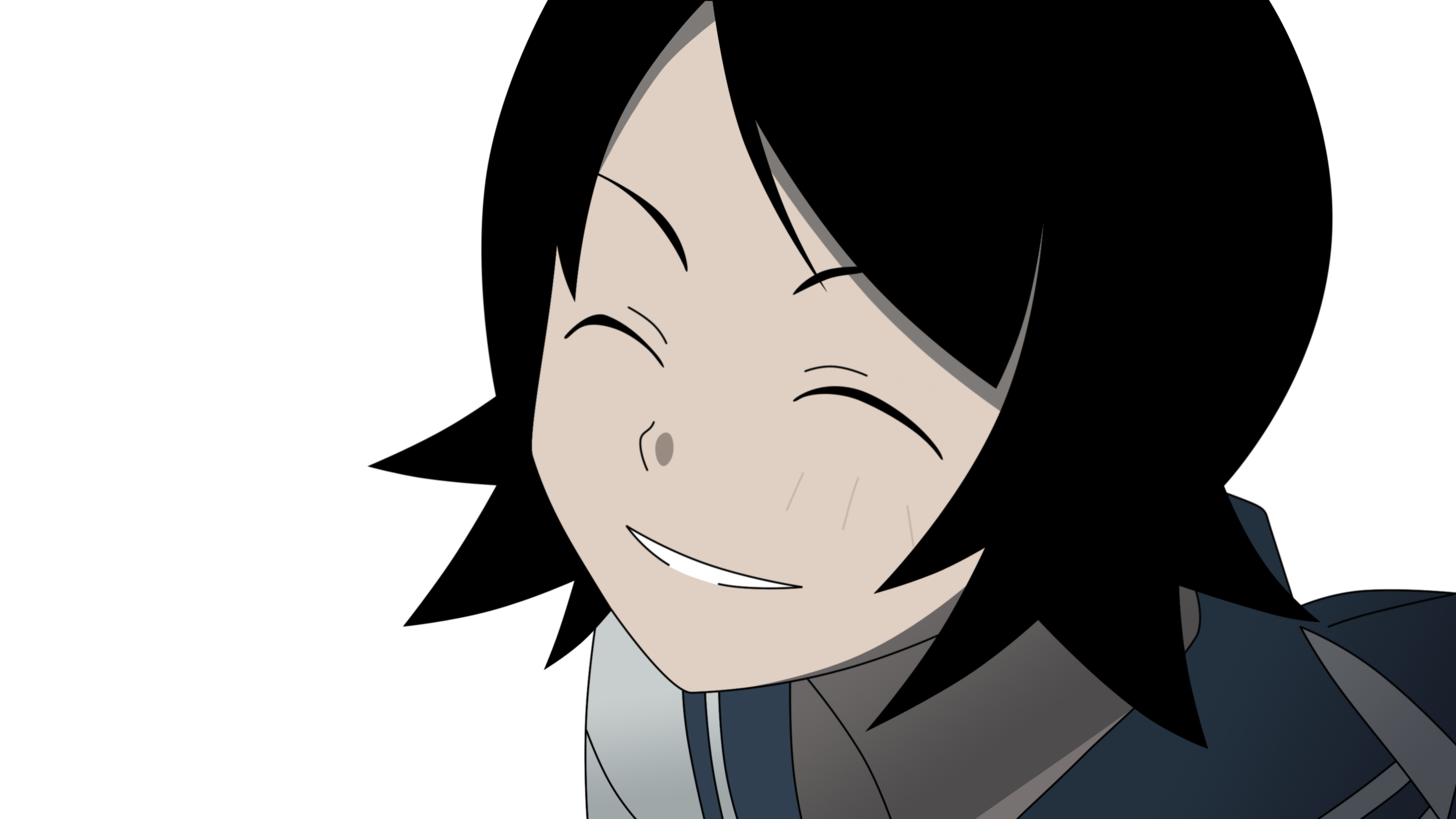 hitou nami, sayonara zetsubou sensei, derivative work, highres, vector trace, 00s, 1girl, black hair, closed eyes, female focus, normal, smile, solo, transparent background
