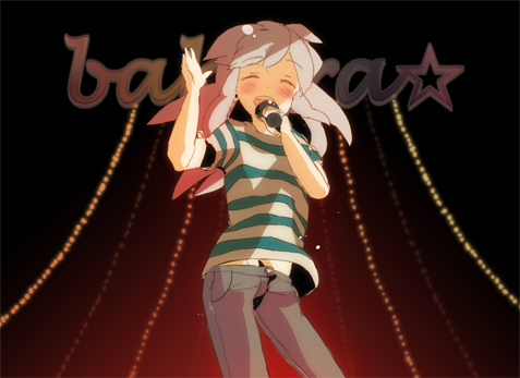 tomato (hyoori), bakura ryou, kannagi, yu-gi-oh!, yu-gi-oh! duel monsters, lowres, 1boy, androgynous, belly, blush, denim, jeans, male focus, music, navel, pants, parody, shirt, singing, solo, striped clothes, striped shirt, white hair
