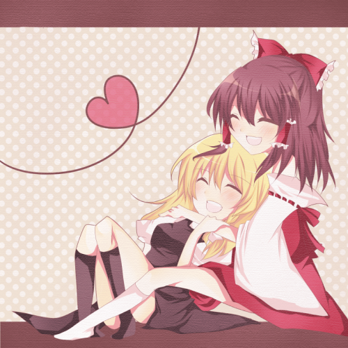 nayuta (artist), nayuta (scarlet-noize), hakurei reimu, kirisame marisa, touhou, lowres, 2girls, female focus, multiple girls