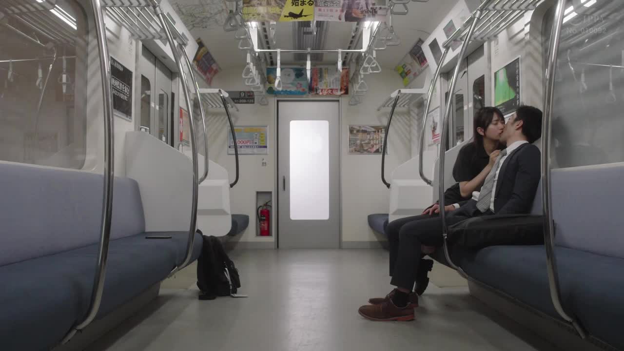 animated, tagme, video, 1boy, 1girl, censored, japanese (nationality), public indecency, train, train interior