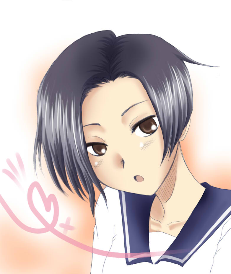 aono umi, kobayakawa rinko, love plus, bad id, bad pixiv id, 1girl, black hair, bob cut, brown eyes, female focus, school uniform, solo