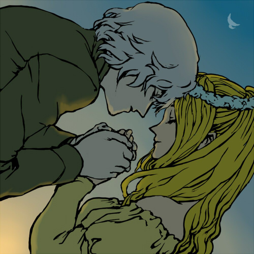 cecil harvey, rosa farrell, final fantasy, final fantasy iv, lowres, 1990s (style), blonde hair, long hair, masu, ponytail, short hair, white hair