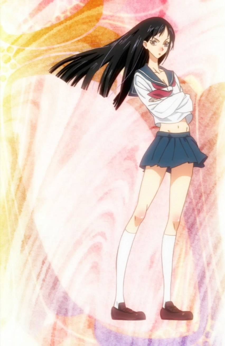 kitsu chiri, sayonara zetsubou sensei, anime screenshot, highres, stitched, third-party edit, 1girl, female focus, looking at viewer, parody, solo, standing