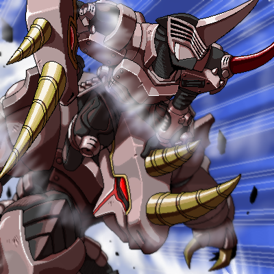 napo, kamen rider gai, metalgelas, kamen rider, kamen rider ryuki (series), lowres, 1boy, armor, horns, machinery, monster, smoke, spikes