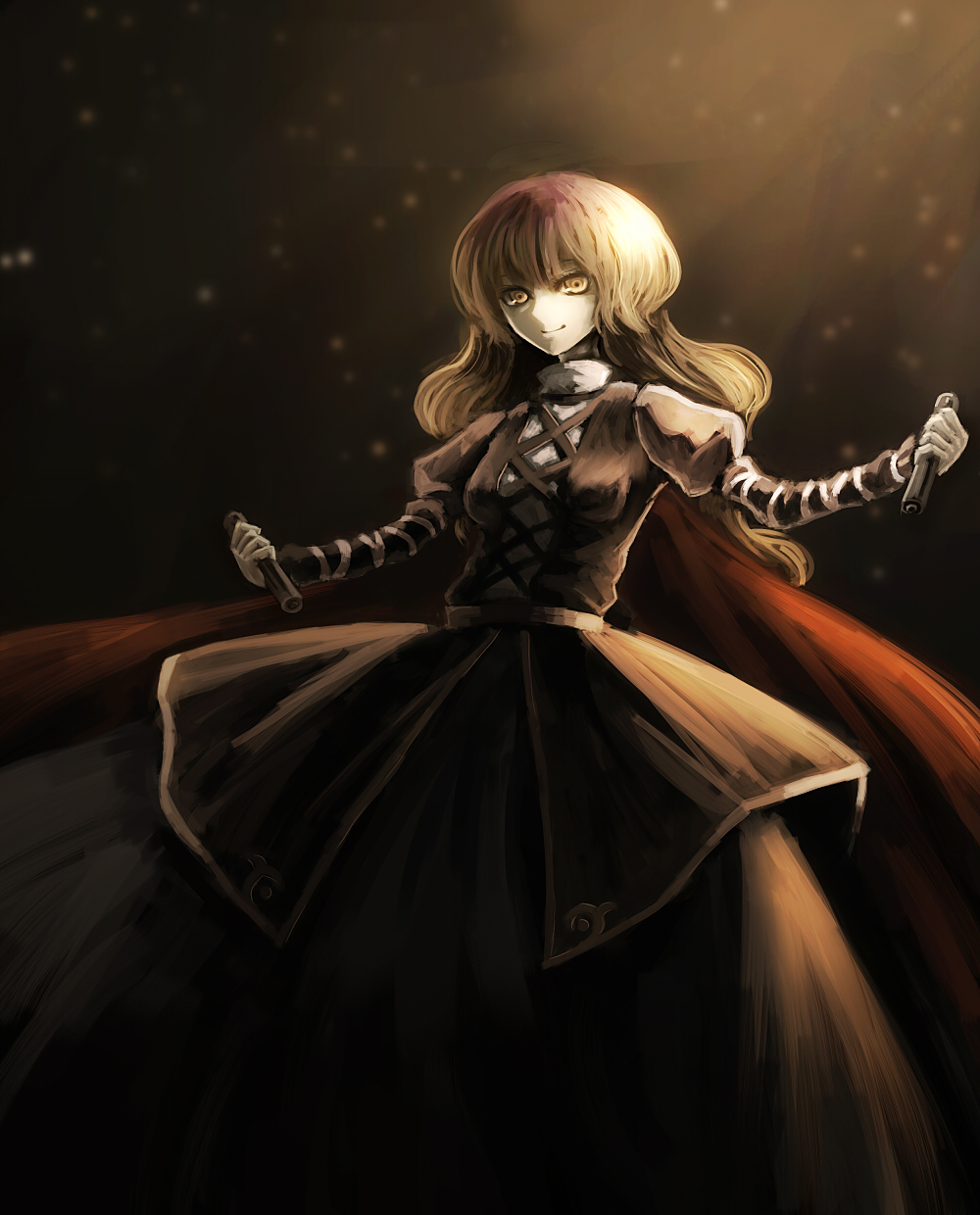 parsley-f, hijiri byakuren, touhou, bad id, bad pixiv id, highres, 1girl, cape, dress, female focus, gradient background, long hair, solo, yellow eyes