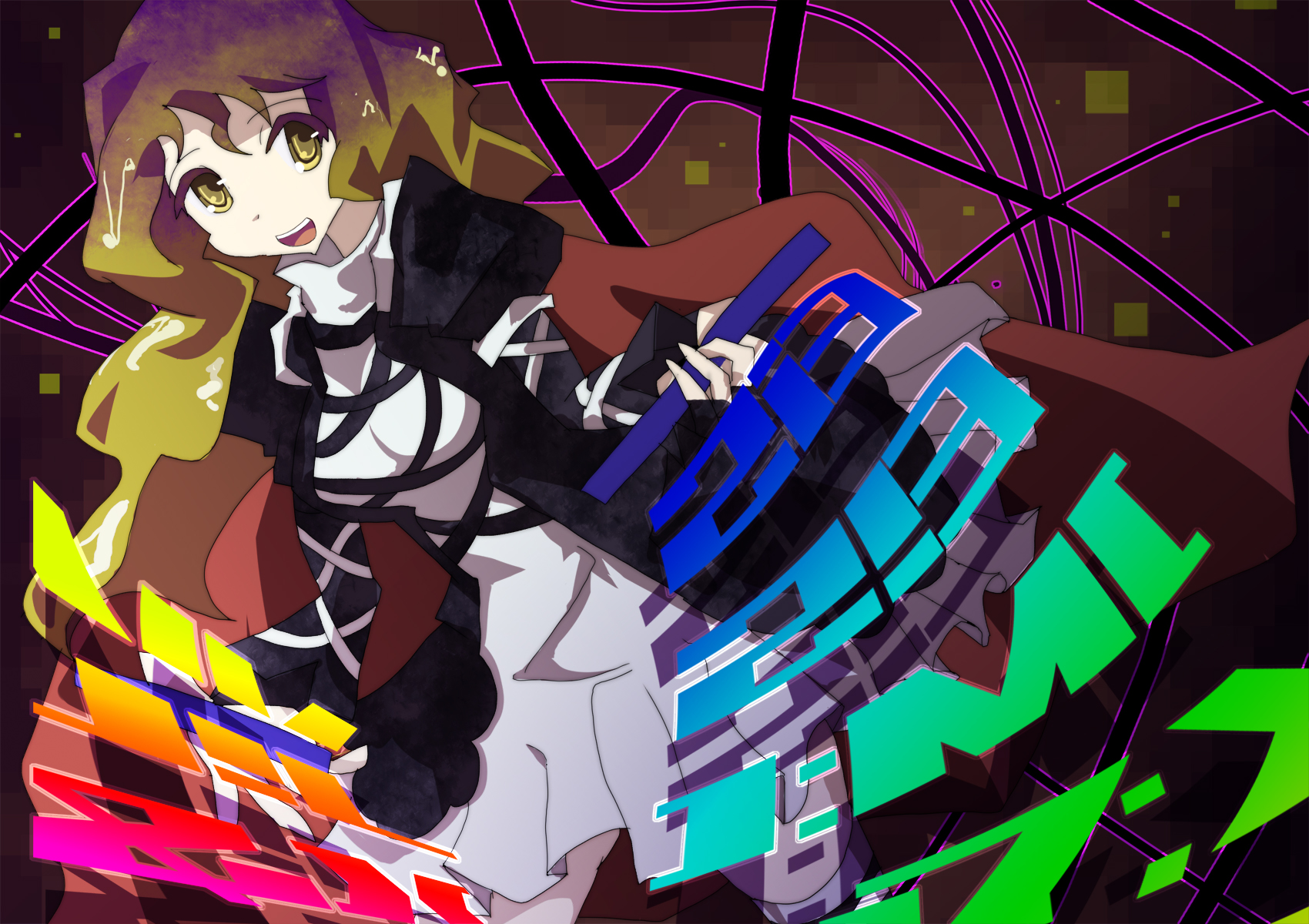 bagujip, rankoma, hijiri byakuren, touhou, bad id, bad pixiv id, highres, 1girl, dress, female focus, gradient hair, long hair, multicolored hair, ribbon, scroll, smile, solo, sorcerer's sutra scroll, yellow eyes