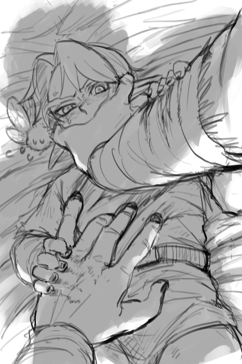 grrr0111, ganondorf, link, navi, young link, nintendo, the legend of zelda, the legend of zelda: ocarina of time, highres, 2boys, age difference, angry, bed sheet, belt, black nails, boy on top, covering another's mouth, fairy, fingerless gloves, forced, gloves, hand on another's stomach, head grab, head pinned down, held down, imminent rape, large hands, looking at another, lying, male focus, molestation, multiple boys, on back, on bed, pinned, pointy ears, pov, restrained, scratches, scratching, shadow, short hair, size difference, struggling, sweat, tunic, wide-eyed, yaoi