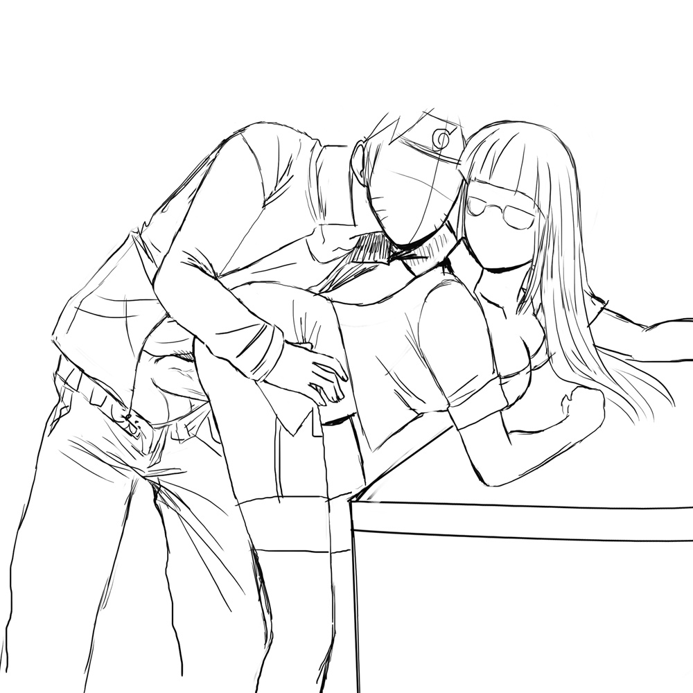 dkstudios05, hyuuga hinata, uzumaki naruto, naruto (classic), naruto (series), glasses, sketch, skirt, uncensored