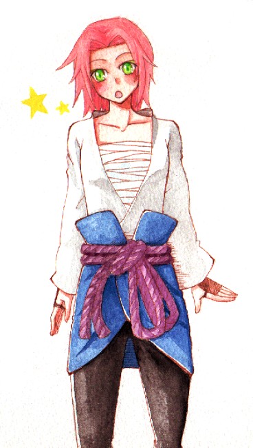haruno sakura, uchiha sasuke, naruto (classic), naruto (series), clothes, artist request, 1girl, cosplay, crossdressing, crossdressing (ftm), female focus, solo