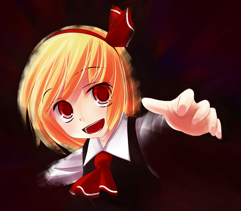 akai ronii, rumia, embodiment of scarlet devil, touhou, bad id, bad pixiv id, 1girl, blonde hair, female focus, red eyes, solo