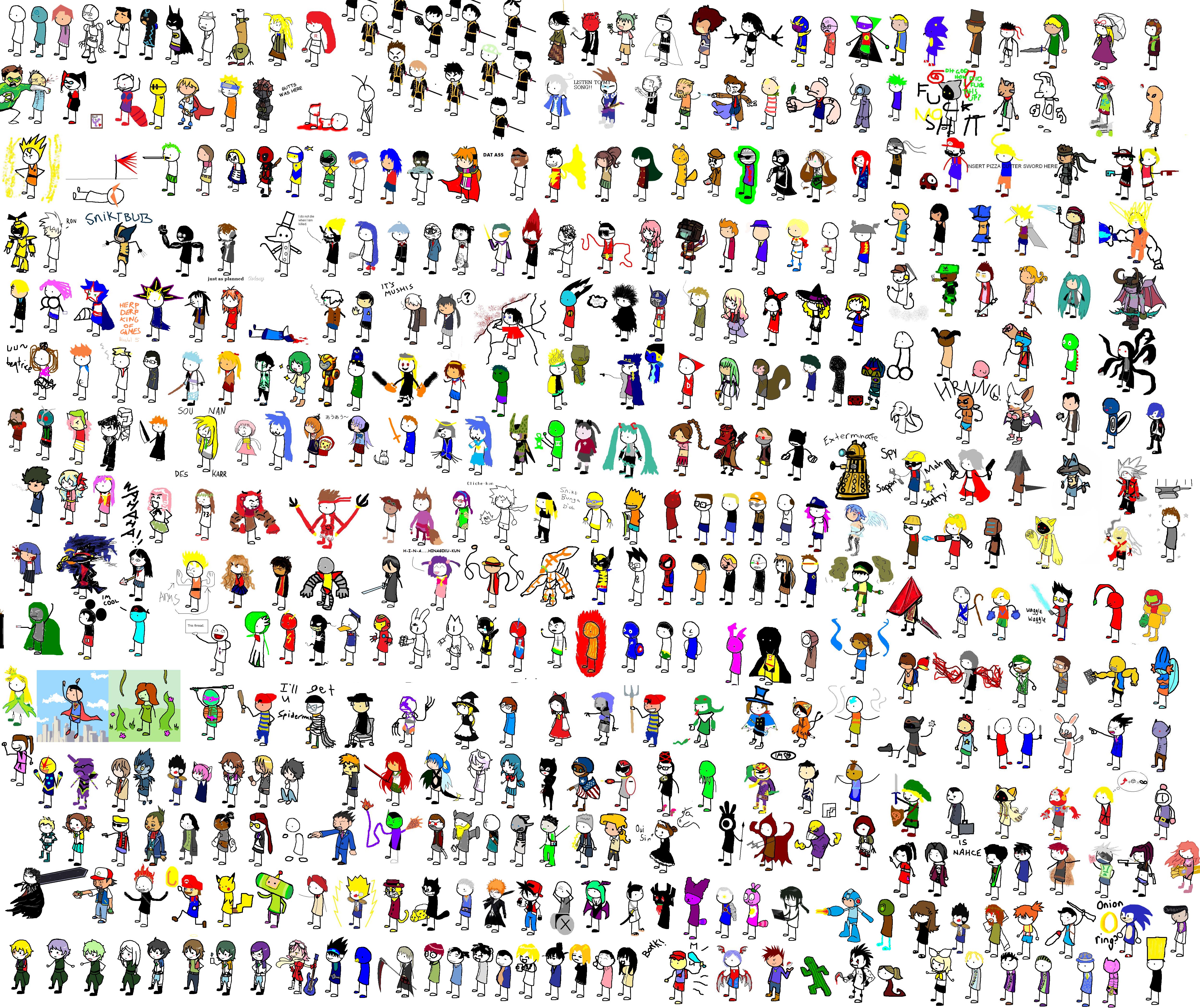 eikichi, raz, aang, aisaka taiga, akagi shigeru, aku (samurai jack), alex mercer, anung un rama, aquaman (dc), ash ketchum, ayasaki hayate, banjo (banjo-kazooie), banjo (character), bart simpson, batman, bayonetta, big boss, big o (mecha), black hand (dc comics), borat sagdiyev, bumblebee (transformers), c.c., cable (marvel), captain america, captain falcon, captain marvel, catwoman, cell (dragon ball), charles xavier, chestburster, chowder (character), cloud strife, colossus (x-men), crimson viper, cthulhu, curly brace, cyclops (x-men), dale alvin gribble, dalek, dante (devil may cry), daredevil, date masamune (sengoku basara), deadpool, dio brando, dizzy (guilty gear), doctor doom, donald duck, donatello (tmnt), doreen green, dragon ranger, duke nukem (character), echo (pandora hearts), eddward, edward wong hau pepelu tivrusky iv, engineer (tf2), eva 01, excalibur (soul eater), felix the cat (character), flapjack (the marvelous misadventures of flapjack), fox mccloud, frank west, freakazoid, furude rika, gaara (naruto), gardevoir, gary oak, gene (god hand), ghost rider, gillaume fontaine de la tour d'haute riv, goomba, gordon freeman, graham aker, green (pokemon), green lantern, guts (berserk), guu (jungle wa itsumo), guybrush threepwood, hank hill, hanyuu, harley quinn, haruhara haruko, hatake kakashi, hatsune miku, hellboy, hershel layton, hibiki dan, hilling care, hitmonlee, hulk, ikari gendou, illidan stormrage, interceptor, iron man, izumi konata, jeff boomhauer, jeremiah gottwald, jessie (pokemon), jesus, johannes krauser ii, jubei (blazblue), kagamine rin, kain (legacy of kain), katara, katsura hinagiku, kawashima ami, kazooie (banjo-kazooie), ken masters, king dedede, kirby, kirisame marisa, koiwai yotsuba, kuchiki rukia, kuroki tomoko, kurosaki ichigo, kuwabara kazuma, l (death note), lilith (darkstalkers), linebeck, link, lion-o, lucario, maka albarn, makinami mari illustrious, marche radiuju, mario, maxwell (scribblenauts), mega man (character), mello (death note), mentok, metal man, mickey mouse, mighty morphin green ranger, mikado shiina, mileina vashti, miles edgeworth, misty (pokemon), monkey d. luffy, morrigan aensland, mudkip, muto yugi, nakano azusa, nana (elfen lied), near (death note), nekki basara, ness (mother 2), nia teppelin, old snake, optimus prime, panini (chowder), phil ken sebben, philip j fry, phoenix wright, pikachu, poison ivy, poliwag, popeye, proto man, pyramid head, quote (cave story), rabbid, red (pokemon), revy (black lagoon), roll (mega man), rorschach, rouge the bat, ryu (street fighter), ryuk, sabotender, sakutarou (umineko), samus aran, sanada yukimura (sengoku basara), sanji (one piece), sawachika eri, scout (tf2), segawa izumi, setsuna f. seiei, shadow (ff6), shana, shidou mariya, snake man, sokka, sol badguy, solid snake, soma peries, son goku, sonic the hedgehog, soundwave (transformers), souryuu asuka langley, spider-man, spider jerusalem, spike spiegel, spock, squirrel girl (marvel), starscream, suiseiseki, sumeragi lee noriega, superman, suzumiya haruhi, taki (soulcalibur), taokaka, thaddeus s venture, the flash, the prince, the question, the world, tieria erde, tohsaka rin, top cat (character), toph beifong, travis touchdown, trucy wright, ushiromiya battler, ushiromiya maria, uzumaki naruto, vault boy, vegeta, venom (marvel), wander (shadow of the colossus), white bomberman, winry rockbell, wolverine (x-men), yagami hikari, yagami light, yami yugi, yukimura sanada, yuuki makoto (persona 3), 4chan, ace attorney, age of empires (series), age of empires i, alien (1979), alien (series), arc system works, atlus, avatar: the last airbender, avatar legends, banjo-kazooie, bayonetta (series), bayonetta 1, berserk, black lagoon, blazblue, bleach, bomberman, capcom, chowder, chowder (series), code geass, cowboy bebop, darkstalkers, dc comics, dead man's questions, dead rising, deadpool (series), death note, detroit metal city, devil may cry (series), digimon, digimon adventure, disney, doctor who, doukutsu monogatari, dragon ball, dragonball z, duke nukem, ed edd n eddy, elfen lied, f-zero, fallout, fate/stay night, fate (series), felix the cat, final fantasy, final fantasy tactics, final fantasy tactics advance, final fantasy vi, final fantasy vii, final fight, flcl, freakazoid!, fullmetal alchemist, futurama, gintama, god hand, grasshopper manufacture, green lantern (series), guilty gear, gundam, gundam 00, half-life, half-life (series), hanna-barbera, harvey birdman attorney at law, hayate no gotoku!, jet set radio, jojo no kimyou na bouken, jungle wa itsumo hare nochi guu, k-on!, katamari damacy, katawa shoujo, king of the hill, kirby (series), konami, legacy of kain, lucky star, macross, macross 7, maria holic, mario (series), marvel, mega man (classic), mega man (series), mega man 2, mega man 3, metal gear (series), metal gear solid, metroid, mickey mouse & friends, mighty morphin power rangers, monkey island, mother (series), mother 2, namco, naruto (classic), naruto (series), neon genesis evangelion, nickelodeon, nintendo, no more heroes, one piece, pandora hearts, patapon, persona, persona 3, pikmin (series), pokemon, pokemon (anime), pokemon adventures, popeye the sailor, power rangers, professor layton, prototype (game), psychonauts, raving rabbids, rayman (series), rebuild of evangelion, rozen maiden, saint onii-san, samurai jack, sayonara zetsubou sensei, school rumble, scribblenauts, sega, sengoku basara, shadow of the colossus, shakugan no shana, silent hill, silent hill (series), sonic (series), soul calibur, soul eater, square enix, star fox, star trek, street fighter, super mario bros. 1, suzumiya haruhi no yuuutsu, team fortress 2, teenage mutant ninja turtles, tengen toppa gurren lagann, the big o, the legend of zelda, the marvelous misadventures of flapjack, the simpsons, the venture bros., thundercats, top cat, toradora!, touhou, transformers, transformers: generation 1, transformers animated, umineko no naku koro ni, vocaloid, warcraft, watashi ga motenai no wa dou kangaetemo omaera ga warui!, watchmen, world of warcraft, x-men, yotsubato!, yu-gi-oh!, yu-gi-oh! duel monsters, yuu yuu hakusho, absurdres, character request, highres, 00s, 10s, 1990s (style), 6+boys, 6+girls, :3, anvil, awesome face, bad anatomy, blue skin, cassette tape, cat, colored skin, crossover, english text, food, furry, furry male, gen 1 pokemon, gen 3 pokemon, gen 4 pokemon, hat, head wings, headset, japanese text, just as planned (meme), kamina shades, listen to my song, male focus, meme, multiple boys, multiple crossover, multiple girls, one eye closed, pizza, poison, poke ball, poke ball (basic), pokemon (creature), poorly drawn, power suit (metroid), profanity, red hat, retro artstyle, squirrel girl, stand (jojo), sunglasses, super saiyan, super saiyan 1, tail, triangular eyewear, varia suit, wings