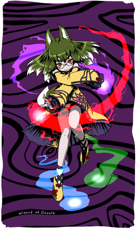 captain freedom, bad id, bad pixiv id, 1girl, animal ears, female focus, glasses, green hair, solo