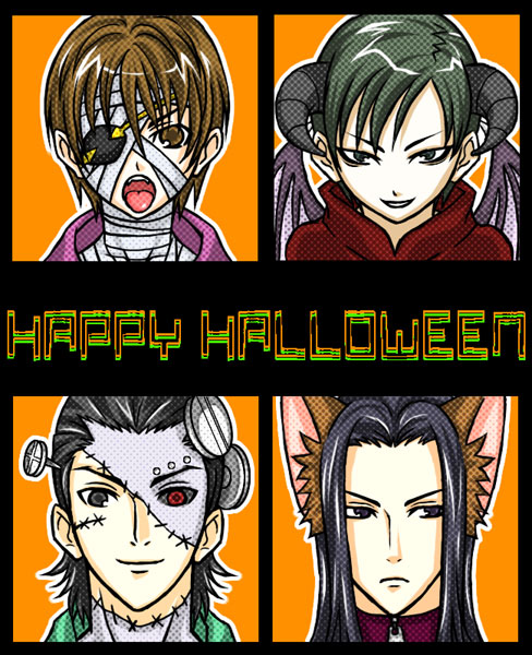 kaneko masaru, kato, kei kurono, kurono kei, nishi jouichirou, gantz, 00s, 4boys, halloween, happy halloween, male focus, multiple boys
