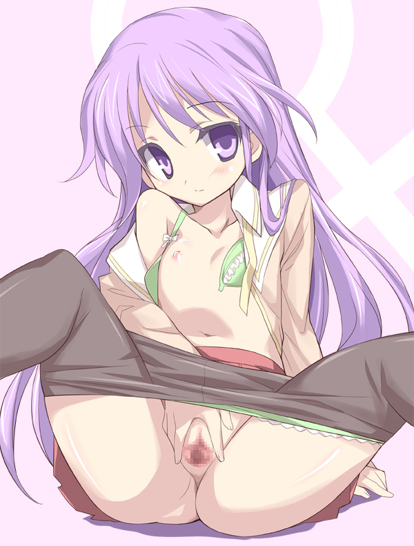 eeeeee, watarase jun, happiness!, bad id, bad pixiv id, painttool sai (medium), 00s, 1girl, arm support, bow, bow bra, bra, censored, female focus, flat chest, genderswap, genderswap (mtf), green bra, green panties, loli, mosaic censoring, nipples, open bra, panties, panty pull, pantyhose, pussy, sitting, solo, spread legs, spread pussy, spreading own pussy, underwear, venus symbol