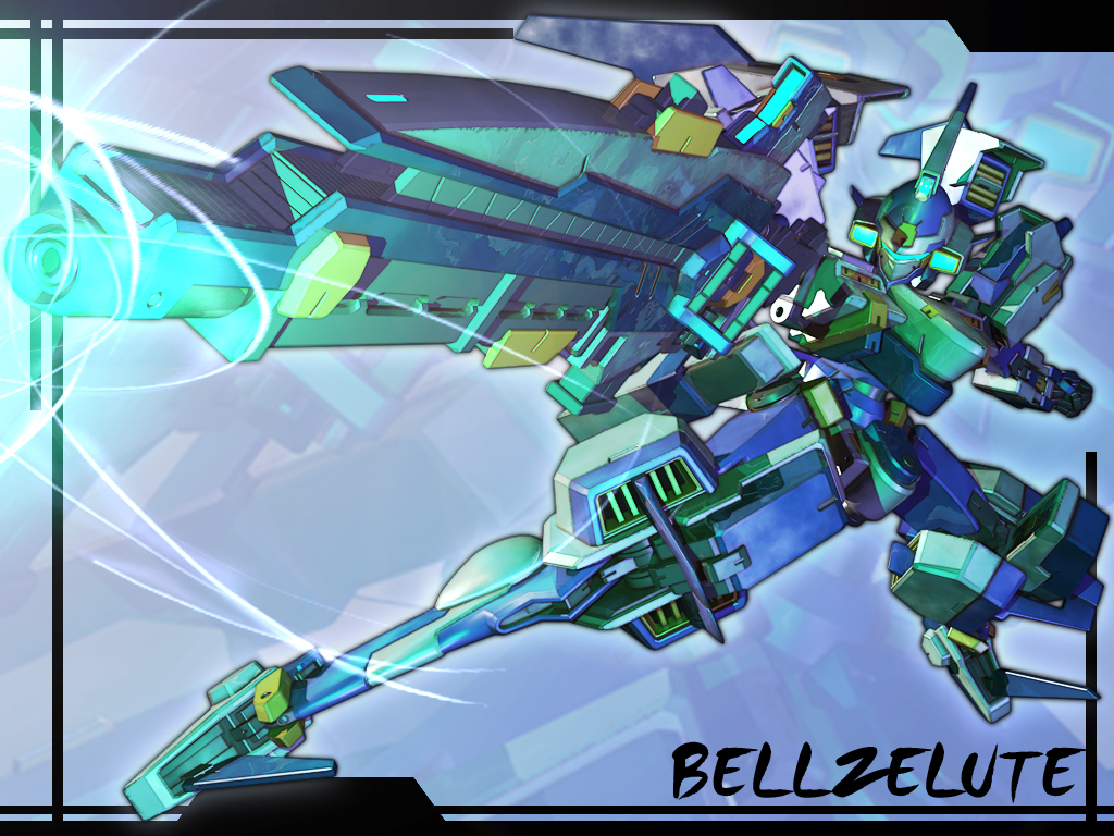 yugo ama toki, bellzelute, banpresto, super robot wars, super robot wars judgement, 3d, beam rifle, energy gun, gun, mecha, no humans, robot, solo, weapon