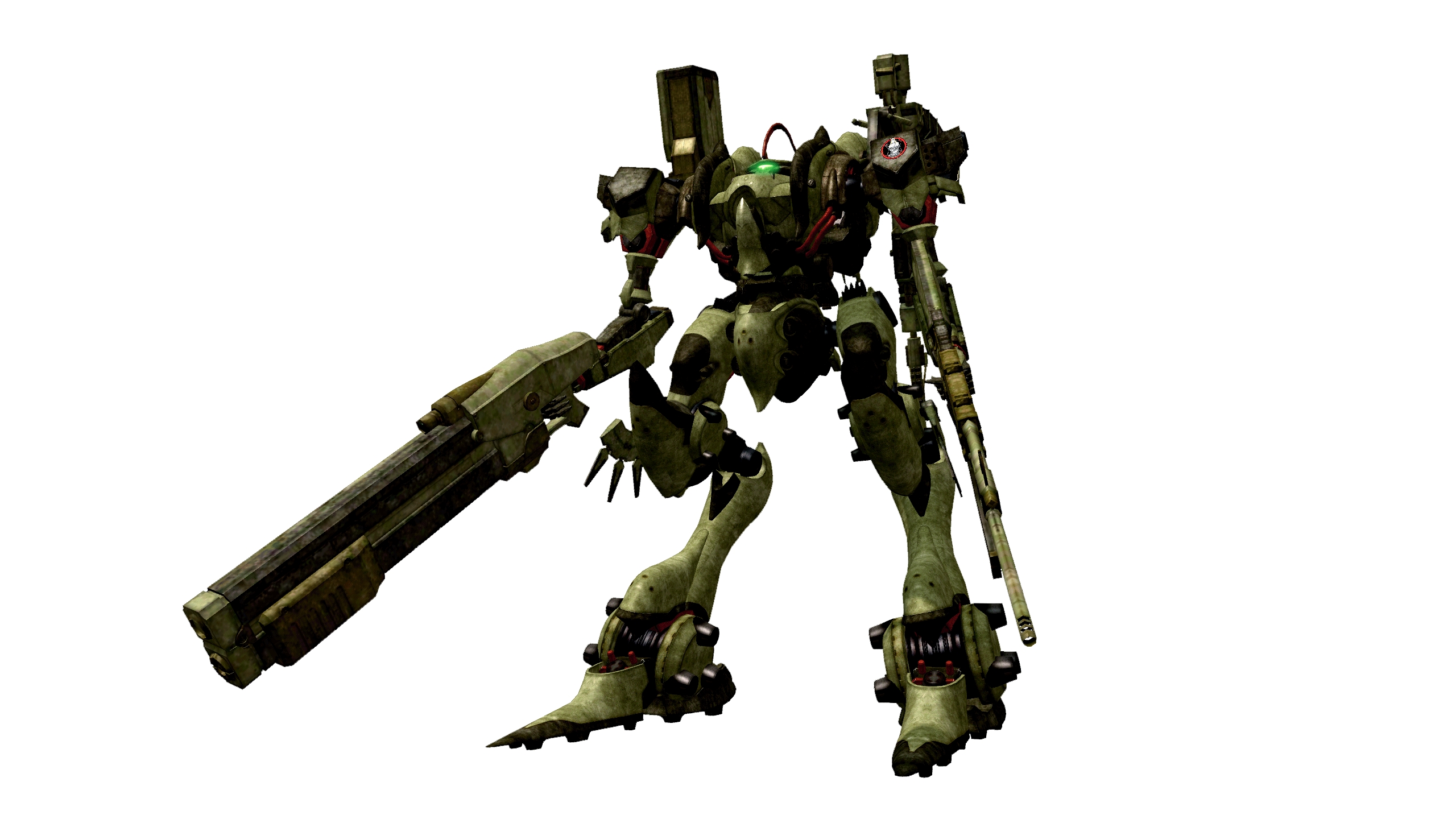 lisa (armored core), old king, armored core, armored core: for answer, fromsoftware, orca (armored core), highres, asymmetrical dual wielding, dual wielding, gun, holding, mecha, robot, weapon