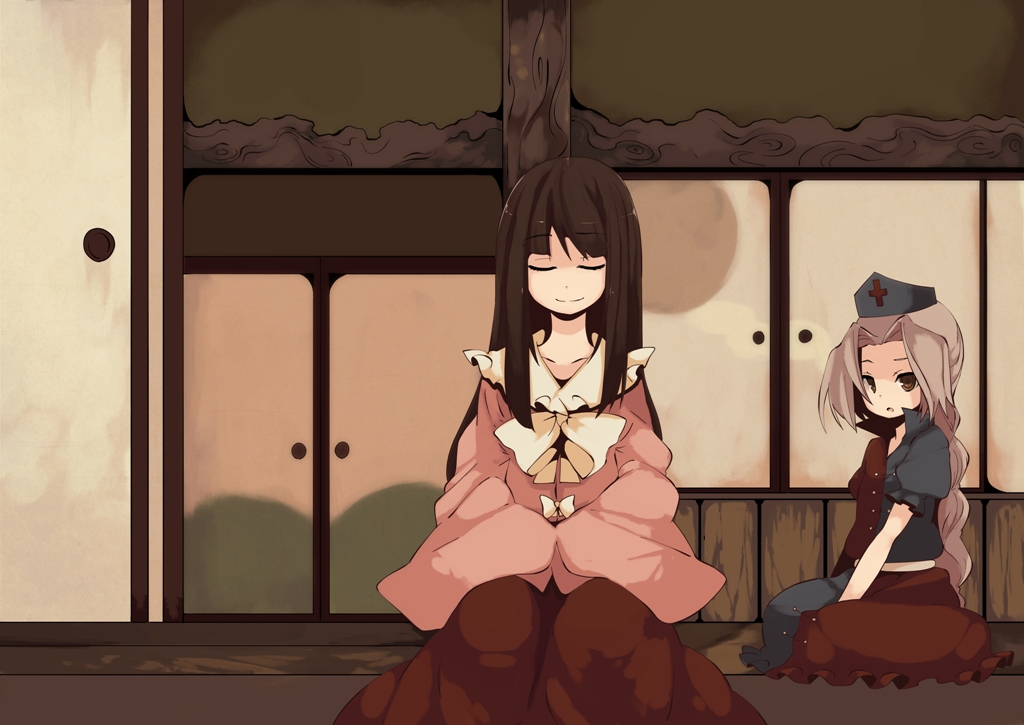 fuurin (omaemona), houraisan kaguya, yagokoro eirin, touhou, bad id, bad pixiv id, 2girls, female focus, multiple girls