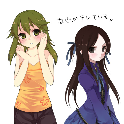 hase neet, original, lowres, 2girls, blush, dress, multiple girls