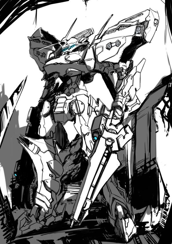 akinaie, white glint, armored core, armored core: for answer, fromsoftware, asymmetrical dual wielding, dual wielding, gun, holding, mecha, robot, weapon