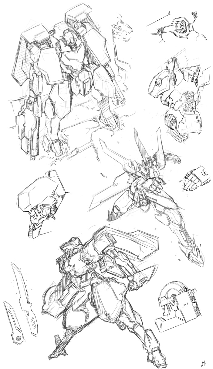 akinaie, drawing, highres, tagme, mecha, robot, sketch