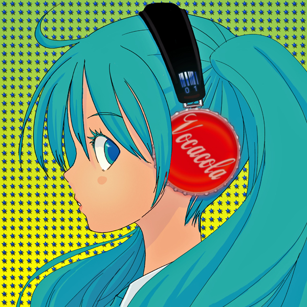 kiriman (souldeep), hatsune miku, vocaloid, green eyes, green hair, headphones, profile