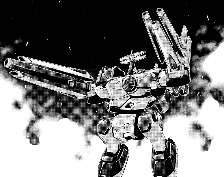 armored core, armored core 3, fromsoftware, tagme, dual wielding, fire, gun, holding, mecha, robot, weapon