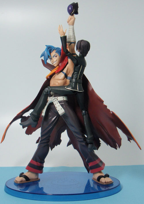 kamina (ttgl), lelouch vi britannia, code geass, figma, tengen toppa gurren lagann, photo (medium), 00s, 2boys, bandages, black hair, blue hair, cape, doll joints, figure, figure (medium), joints, multiple boys
