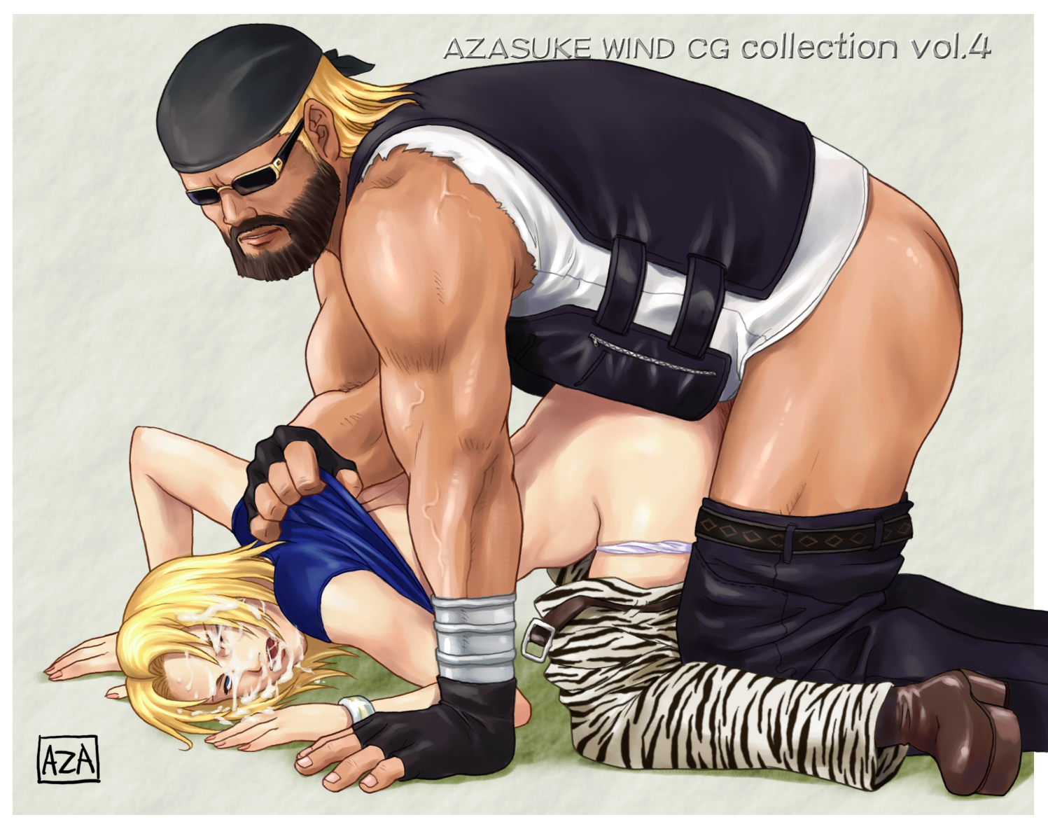 azasuke, bass armstrong, tina armstrong, dead or alive, tecmo, 1girl, age difference, angry, ass, beard, blonde hair, clothed sex, clothes pull, cum, cum on body, cum on hair, doggystyle, facial, facial hair, father and daughter, glasses, incest, older male and younger female, one eye closed, panties, pants, pants pull, panty pull, rape, rolling eyes, sex, sex from behind, shirt pull, stomach bulge, sunglasses, top-down bottom-up, underwear, vaginal, wince