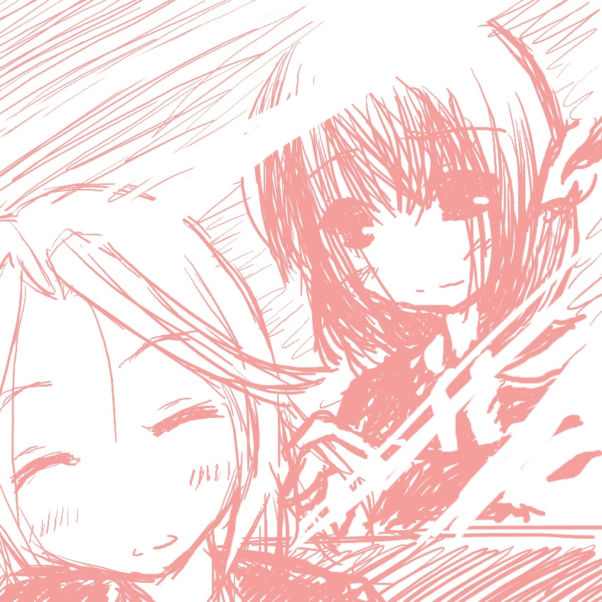 kajiki yumi, touyoko momoko, saki (manga), 00s, 2girls, monochrome, multiple girls, sketch