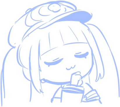 hori (hori no su), dmitri donskoi (azur lane), azur lane, lowres, 1girl, :s, blunt bangs, chibi, chibi only, closed eyes, closed mouth, hand on own chin, hand up, hat, monochrome, peaked cap, sketch, solo, twintails, upper body