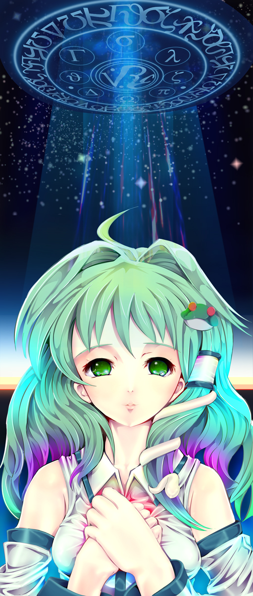 teruru, kochiya sanae, touhou, bad id, bad pixiv id, highres, 1girl, detached sleeves, female focus, frog, green eyes, green hair, snake, solo, upper body