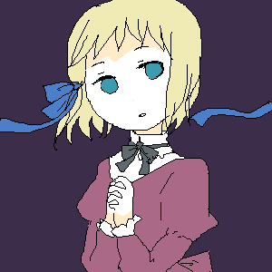 liechtenstein (hetalia), axis powers hetalia, lowres, 00s, blonde hair, blue eyes, hair ribbon, own hands clasped, own hands together, ribbon, solo