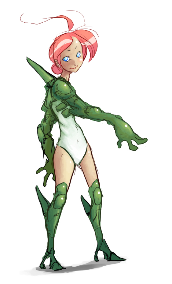 nolasc, tagme, armor, blue eyes, cyborg, red hair, smile