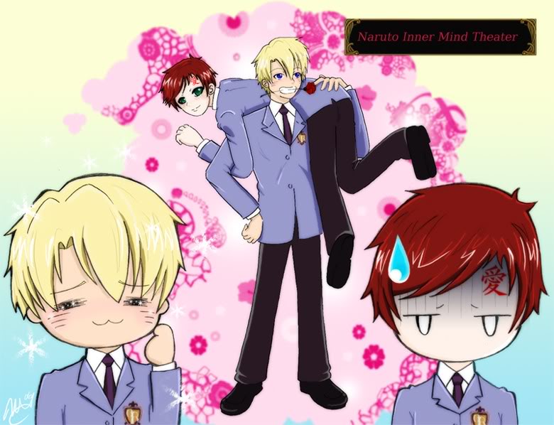 mako80, gaara, uzumaki naruto, ouran high school host club, naruto, parody