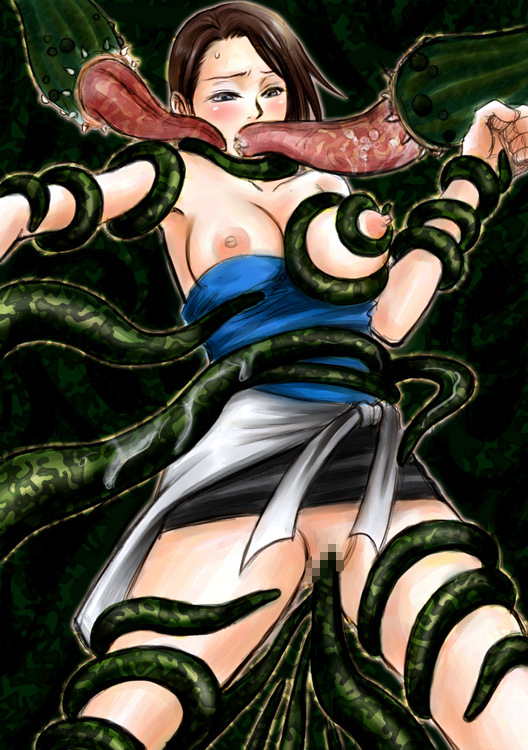 jill valentine, plant 42, resident evil, blush, breasts, censored, monster, nipples, rape, restrained, tentacles