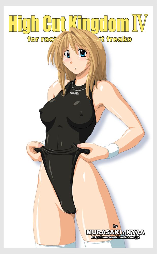 nyanko batake, high cut kingdom, cameltoe, competition swimsuit, frontal wedgie, latex, nipples, one-piece swimsuit, swimsuit, wedgie