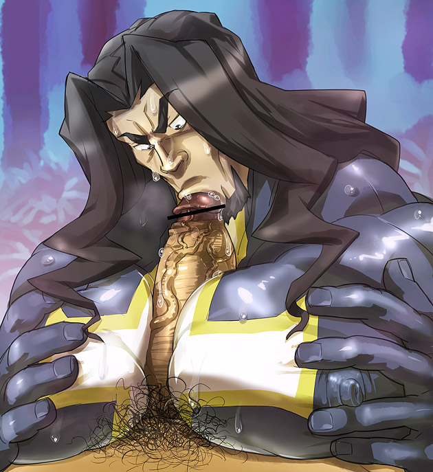 dungeon and fighter, 00s, 2boys, bara, breasts, fellatio, male focus, multiple boys, oral, paizuri, pubic hair, what, yaoi