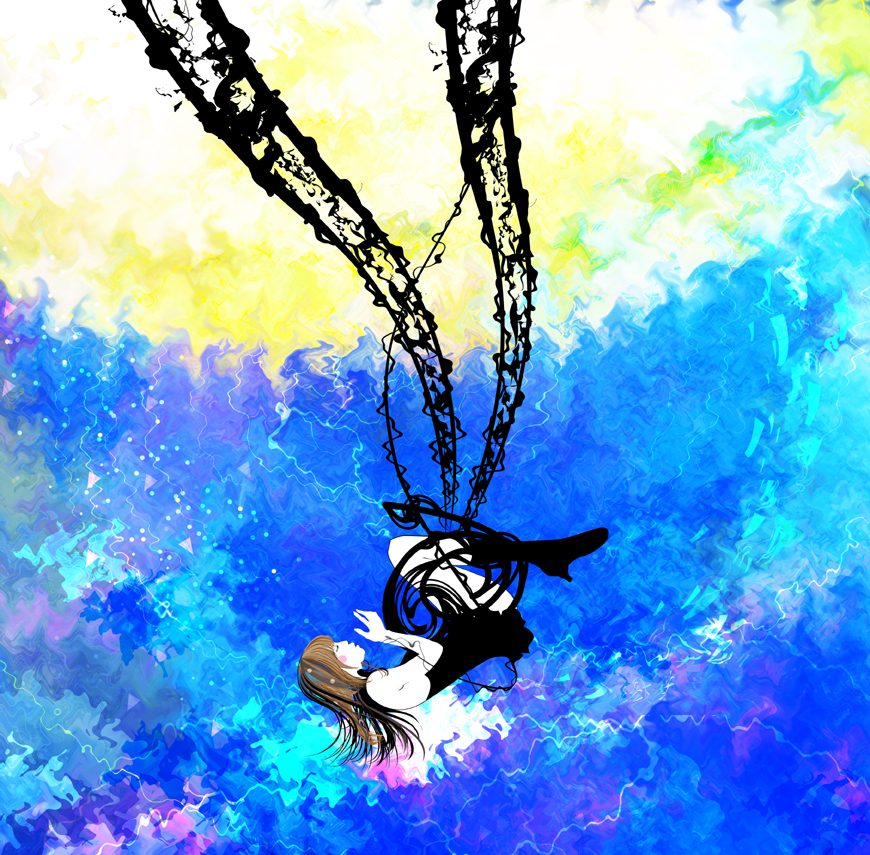 kazaana, original, tagme, abstract, brown hair, closed eyes, psychedelic, solo