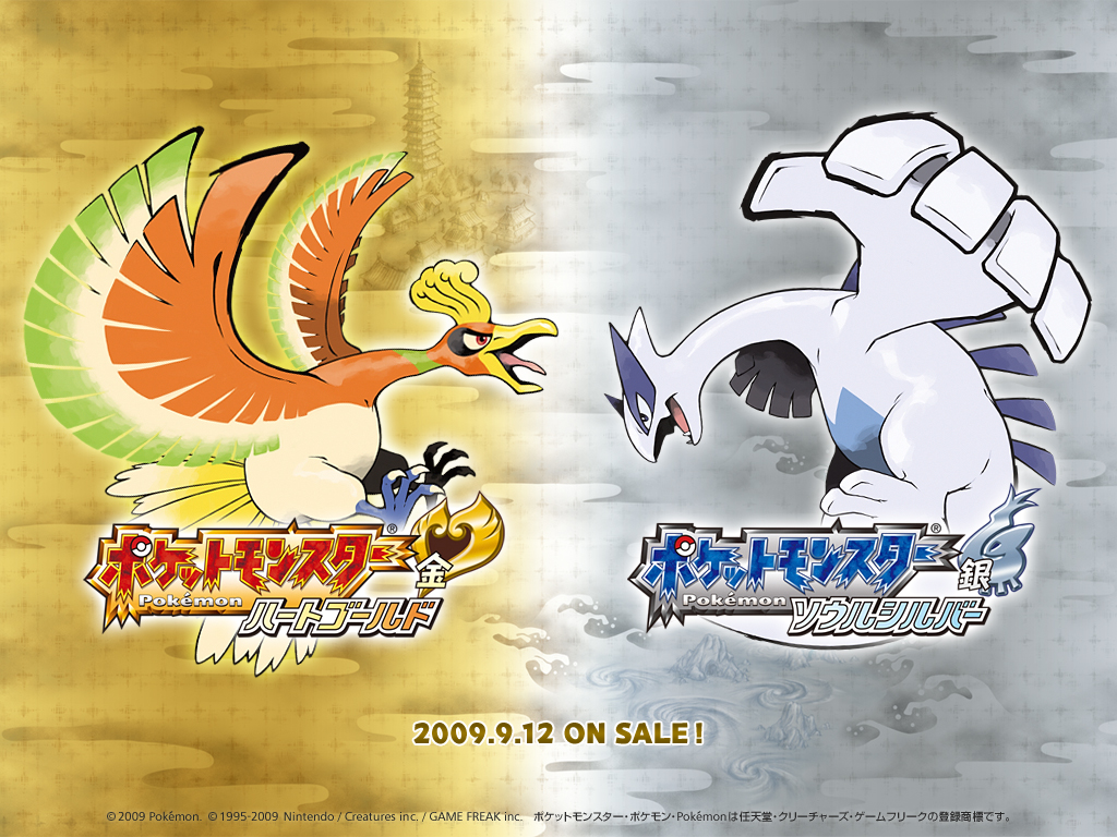 ho-oh, lugia, pokemon, pokemon hgss, pokemon (game), wallpaper