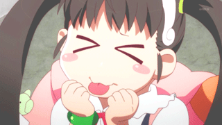 hachikuji mayoi, bakemonogatari, monogatari (series), animated, animated gif, anime screenshot, lowres, > <, 00s, 1girl, backpack, bag, black hair, blush, blush stickers, closed eyes, female focus, randoseru, shaft (company), solo, tongue, tongue out, twintails