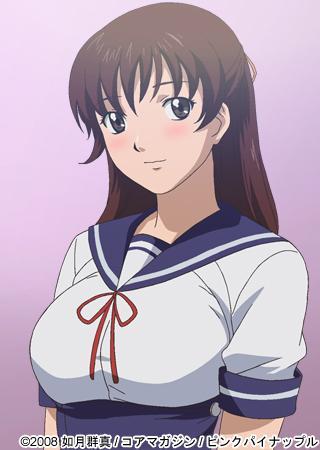 uehara ami, love selection, lowres, tagme, breasts, brown hair, large breasts, long hair, school uniform, smile