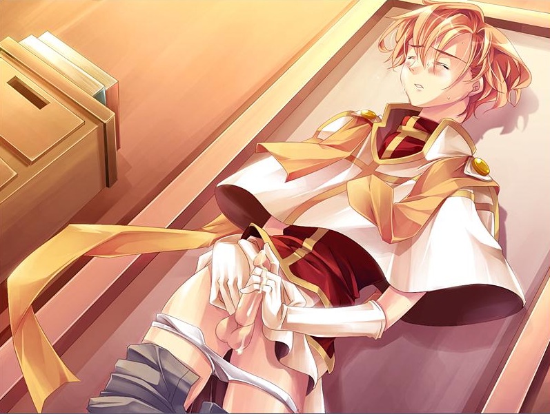 eduard wernicke, absolute obedience (game), zettai fukuju meirei, blush, cross, gloves, masturbation, sweat, trap, uncensored, underwear, yaoi