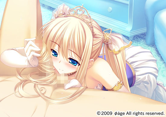 himukai kyousuke, lieselotte schreiber, owari naki natsu towa naru shirabe, blonde hair, blue eyes, blush, censored, clothed sex, dress, hairjob, long hair, penis, princess, twintails