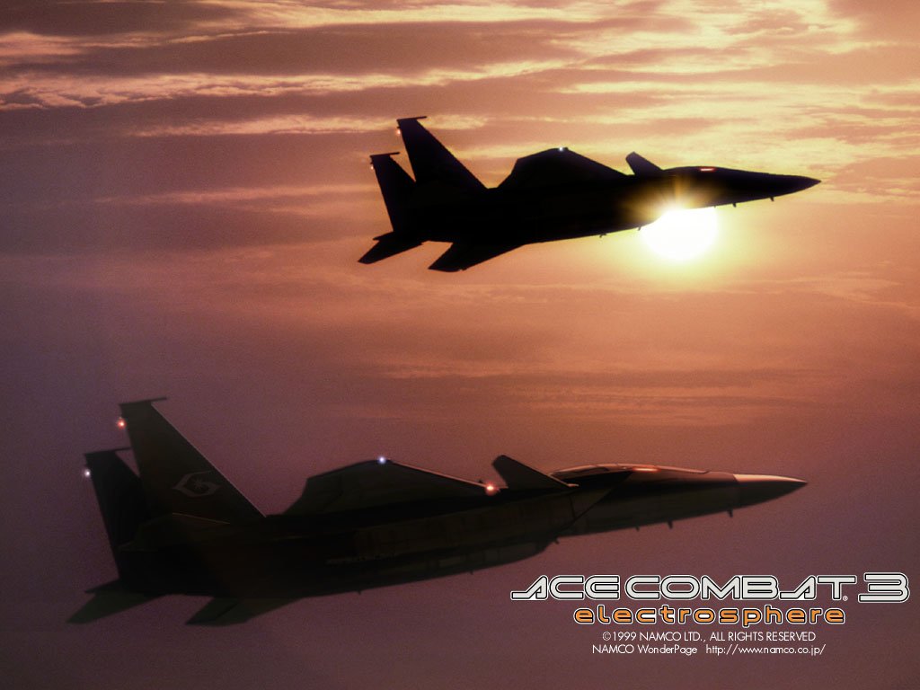 ace combat, ace combat 3, namco, official art, sun