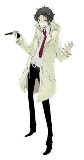 adachi tooru, atlus, persona, persona 4, black hair, coat, gun, handgun, male focus, necktie, pistol, solo, weapon