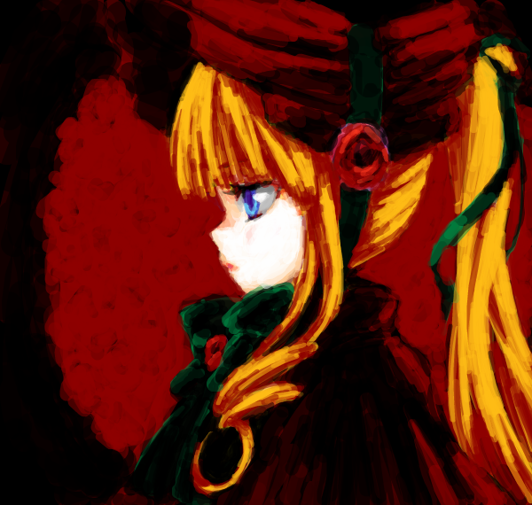 iseki (kuroshura no tabiji), iseki (otameshi), shinku, rozen maiden, bad id, bad pixiv id, 00s, 1girl, blonde hair, blue eyes, bonnet, female focus, solo